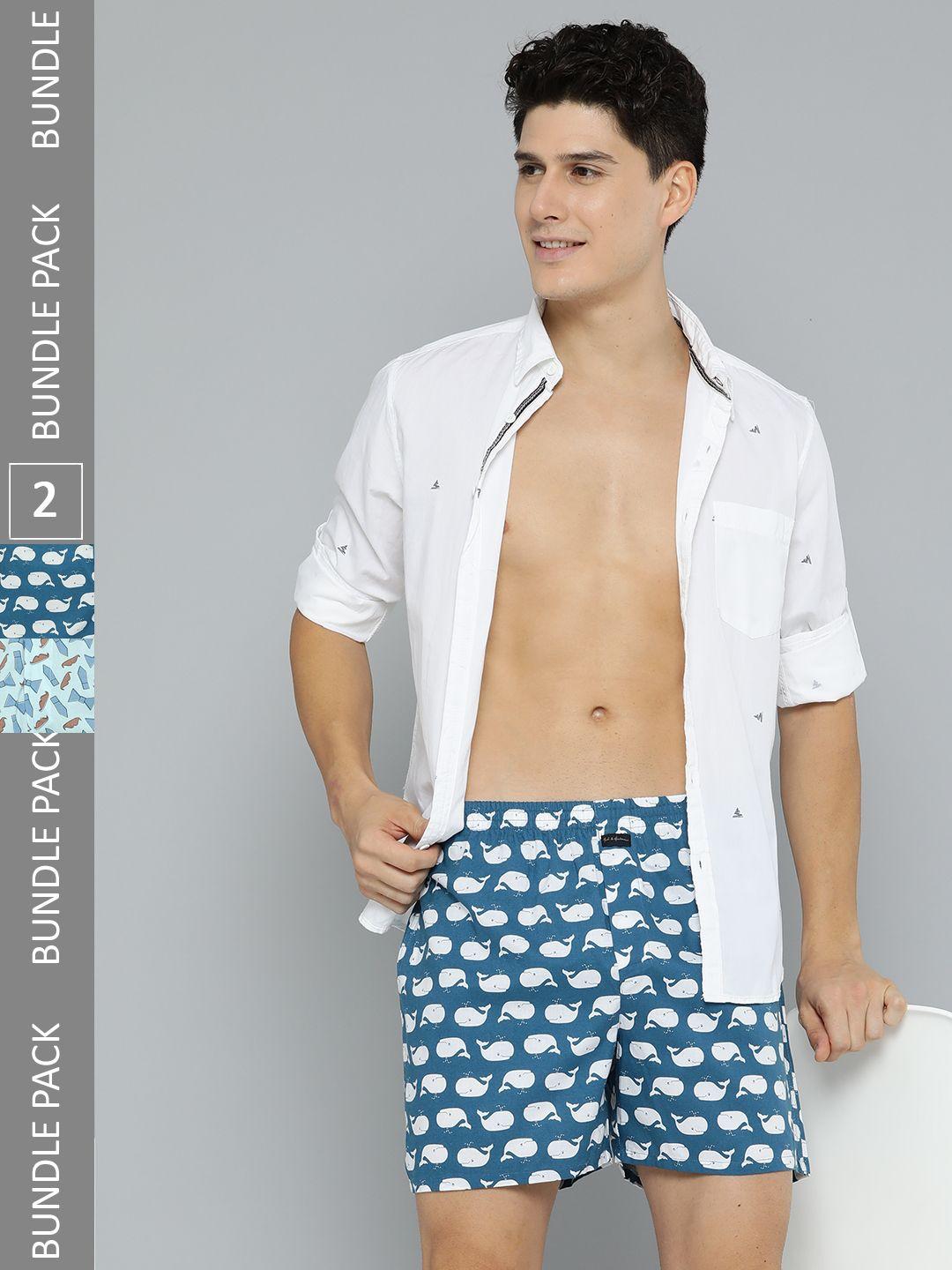 mast & harbour men pack of 2 printed pure cotton boxers