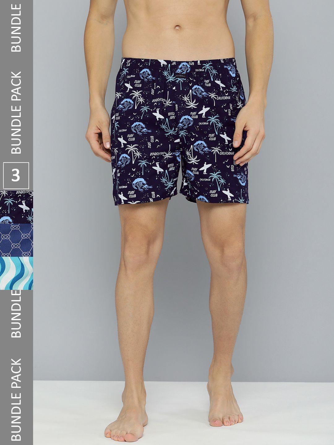 mast & harbour men pack of 3 printed pure cotton boxers