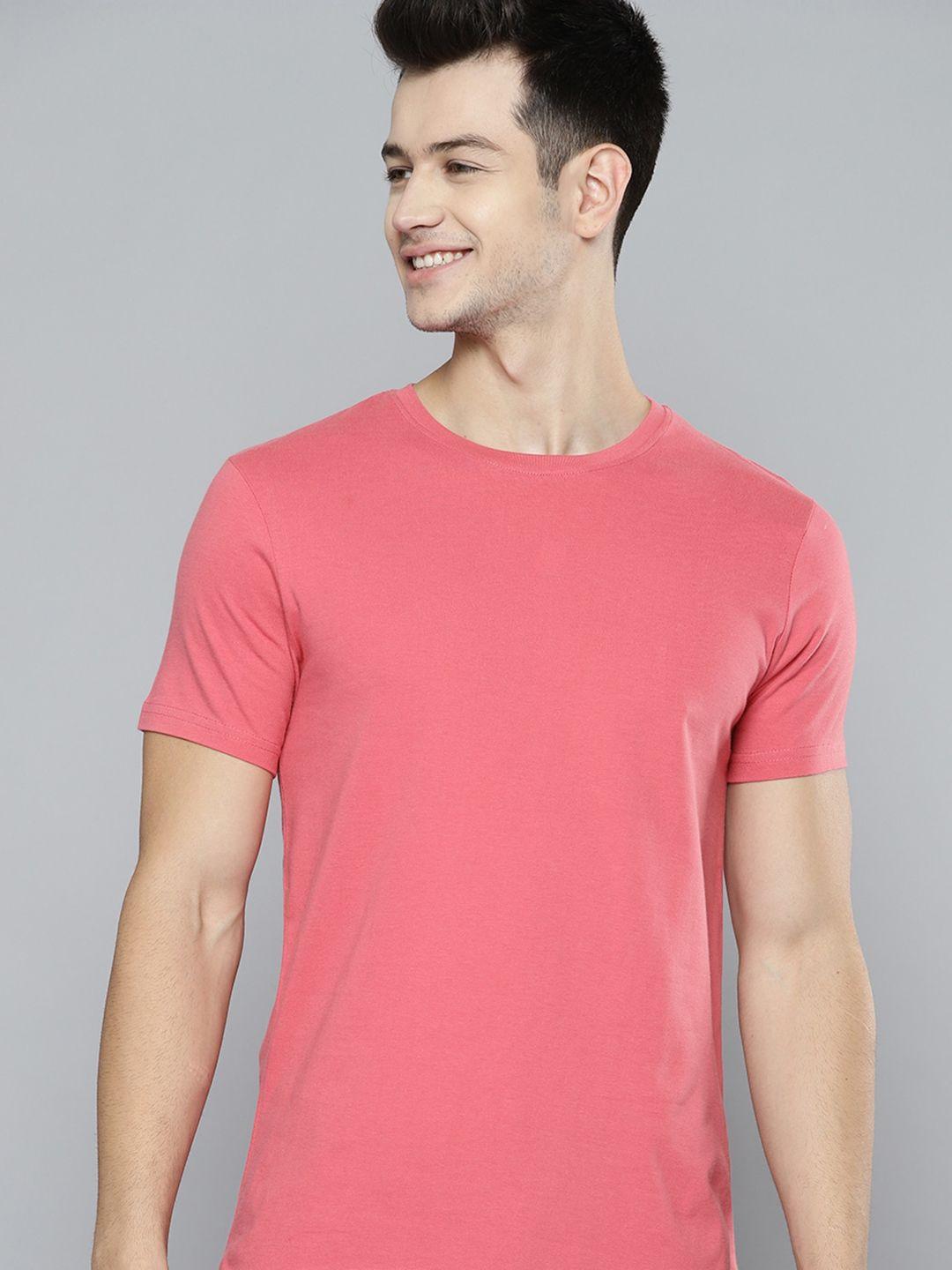 mast & harbour men pink cotton knitted t-shirt