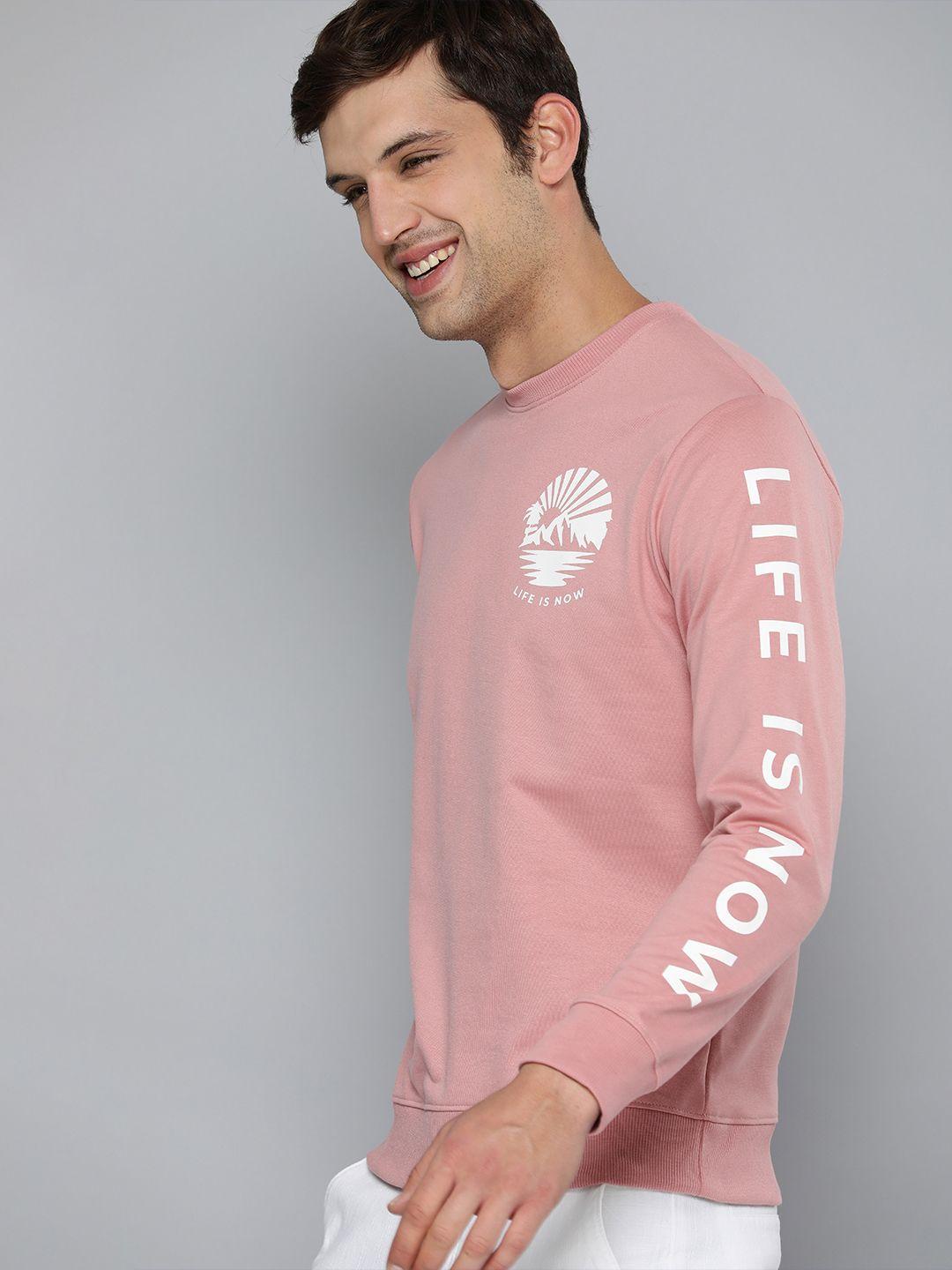 mast & harbour men pink graphic printed sweatshirt