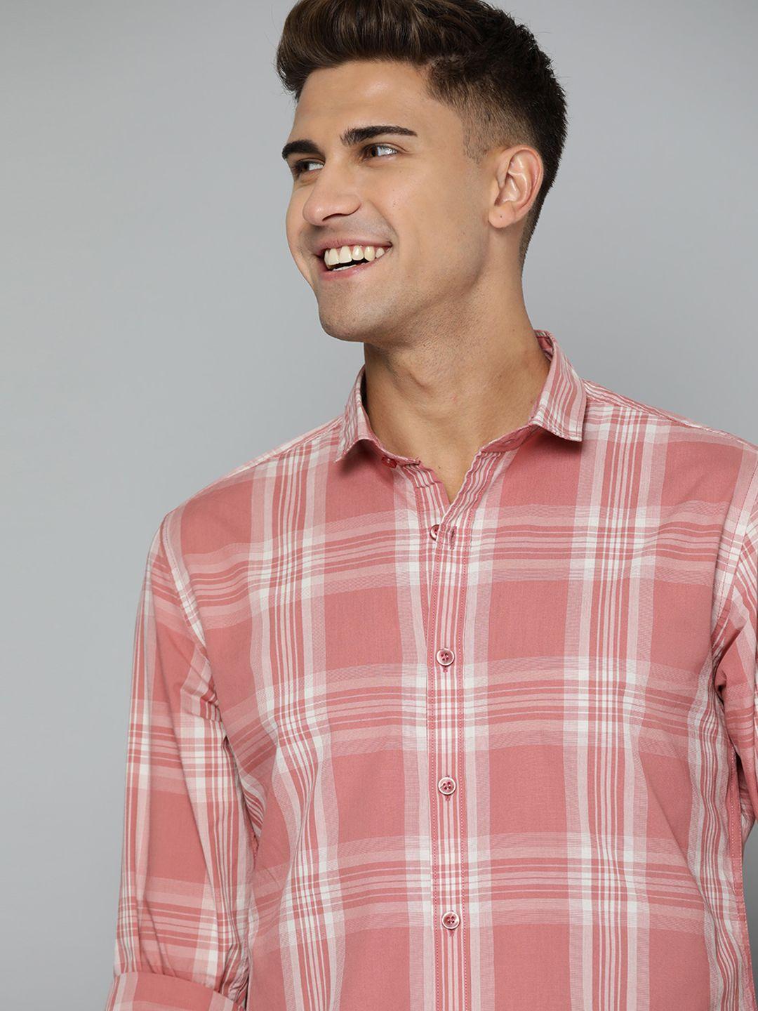 mast & harbour men pink tartan checks casual shirt