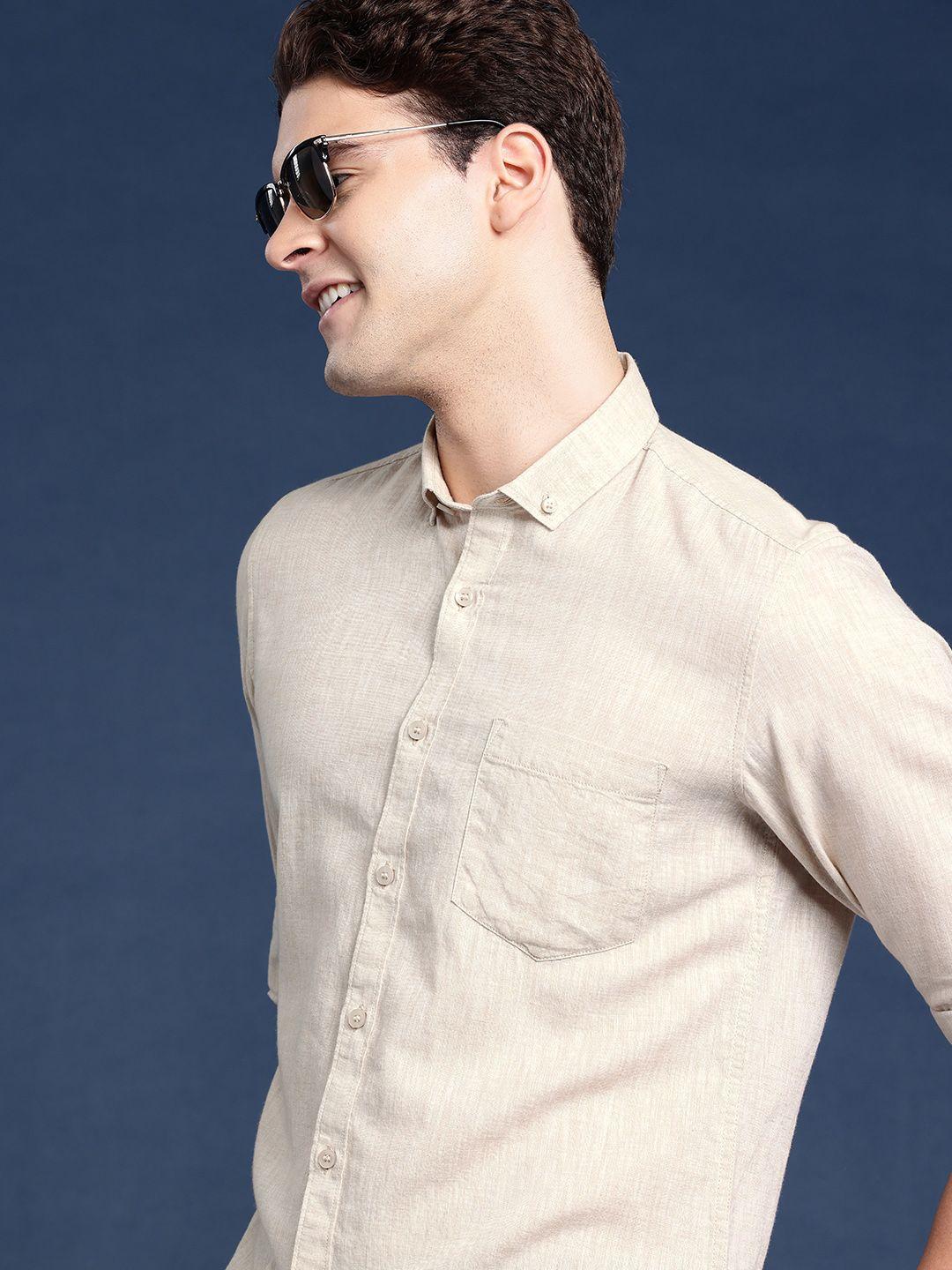 mast & harbour men polycotton linen shirt