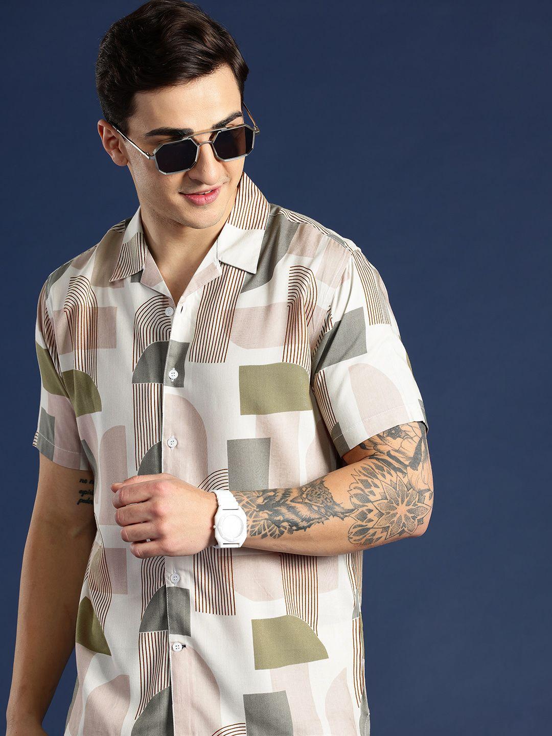 mast & harbour men printed casual shirt