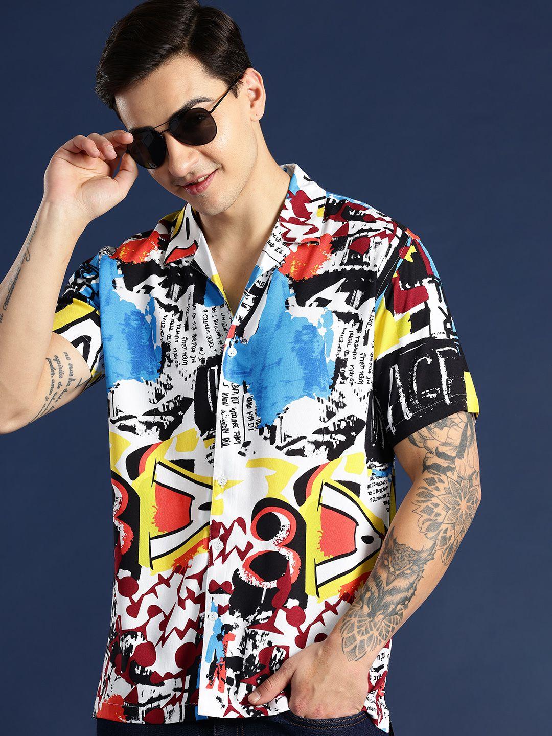 mast & harbour men printed casual shirt