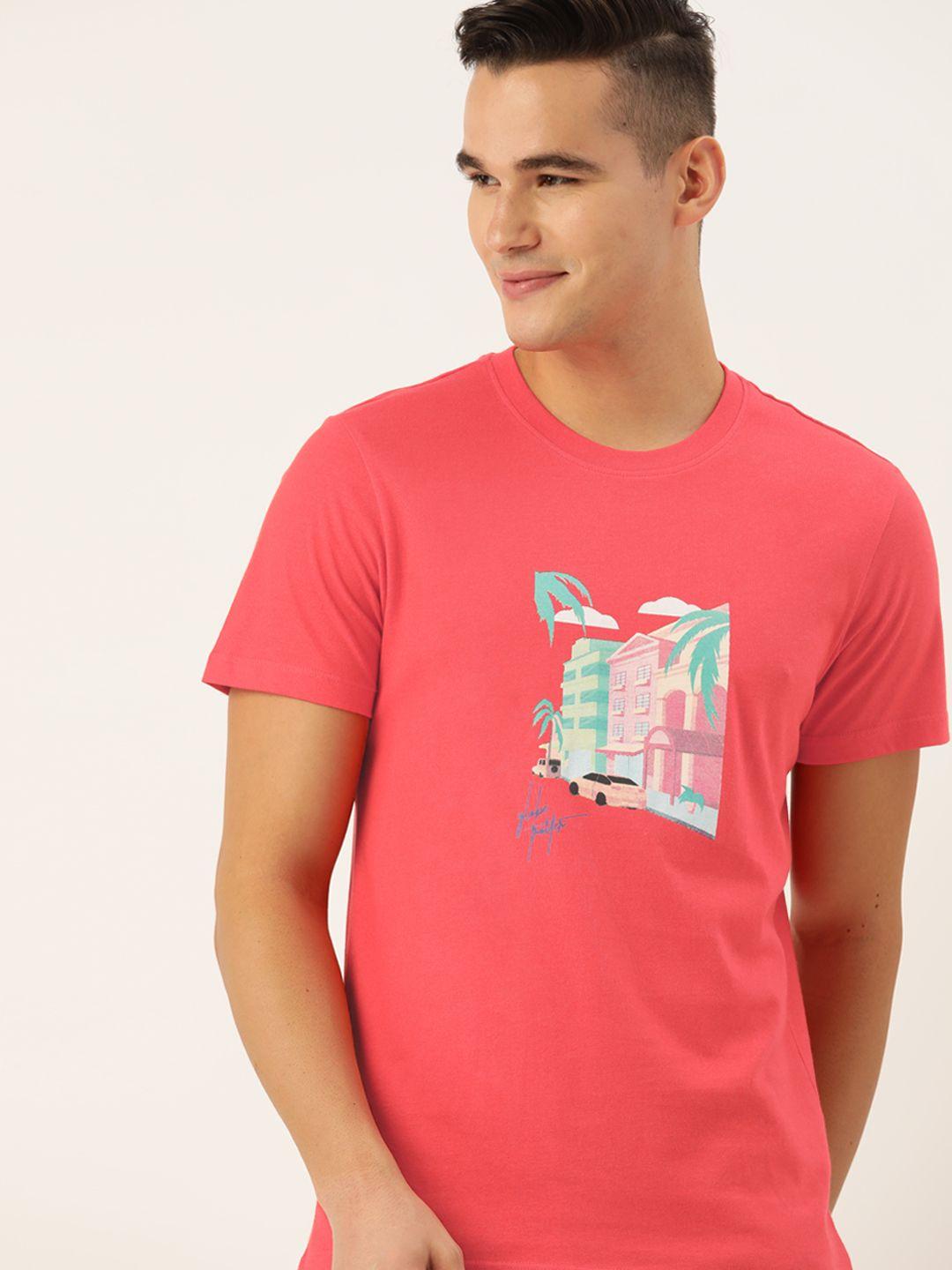 mast & harbour men printed pure cotton t-shirt