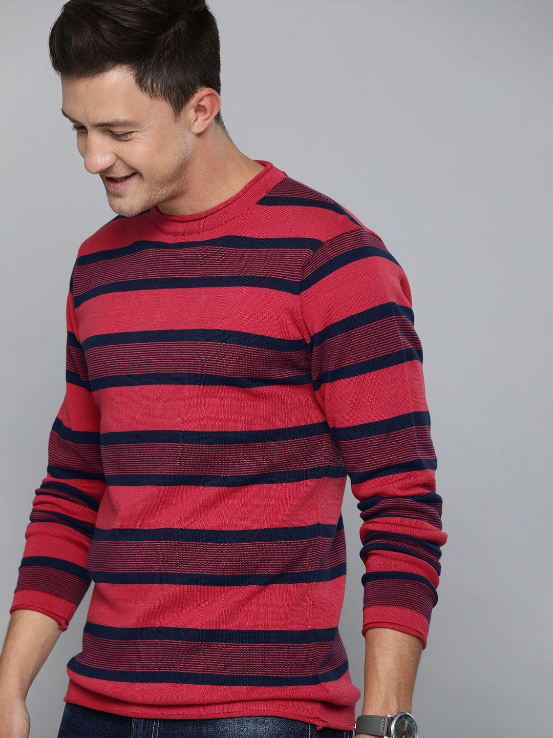 mast & harbour men red striped pullover sweater