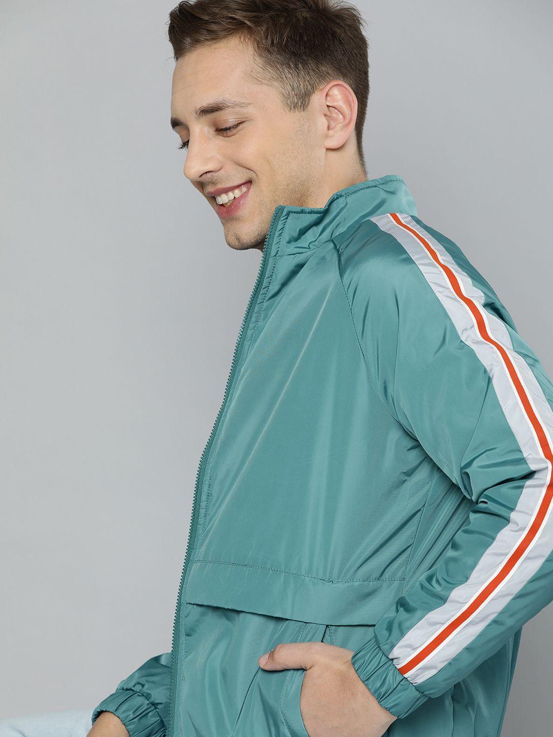 mast & harbour men sea green solid bomber jacket