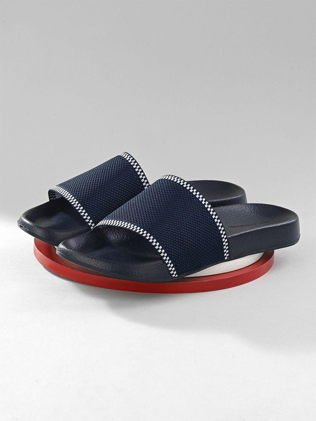 mast & harbour men self design fabric comfort -fit sliders