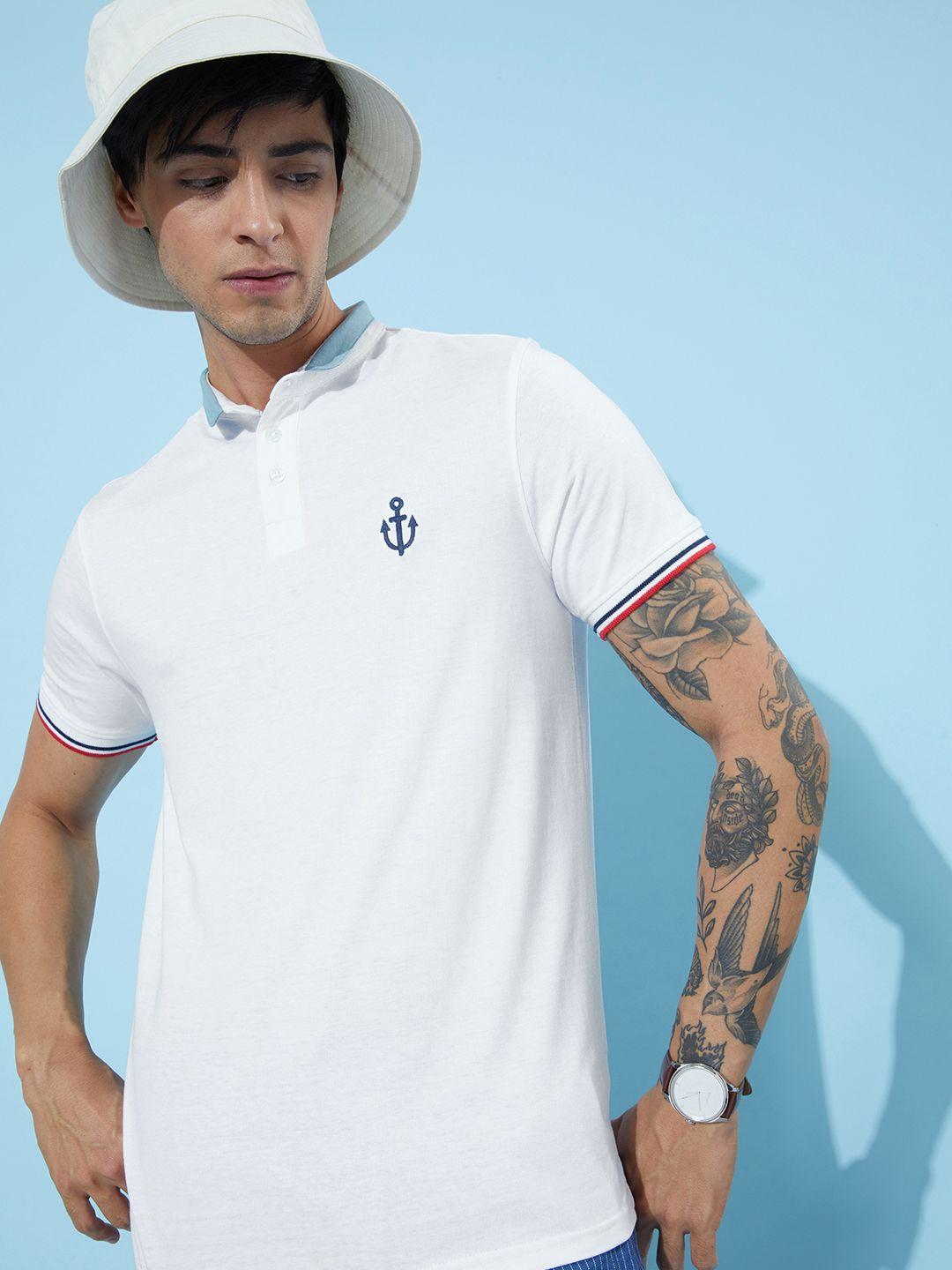 mast & harbour men splendid white love is in the air henley neck t-shirt