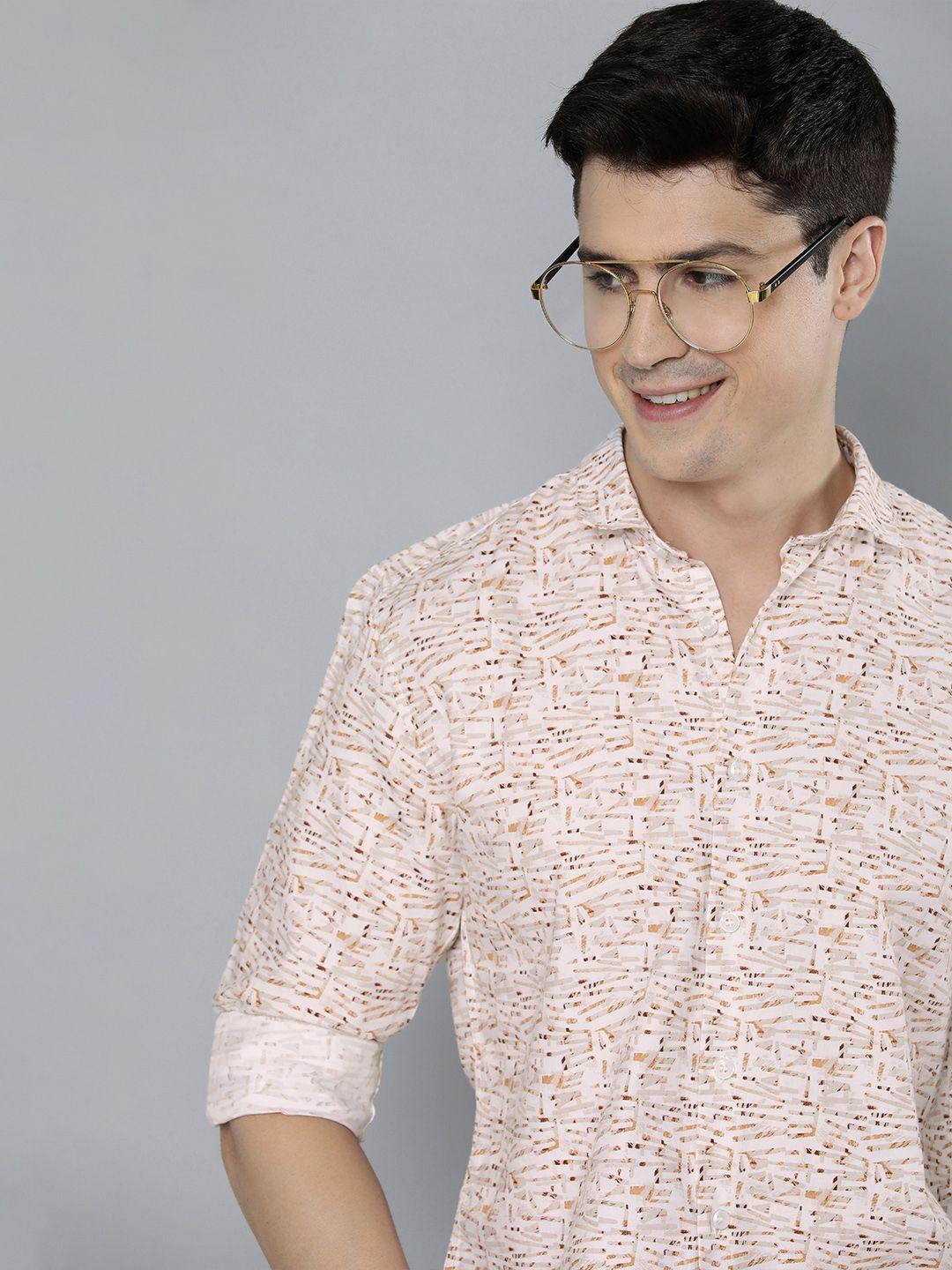 mast & harbour men standard printed pure cotton casual shirt