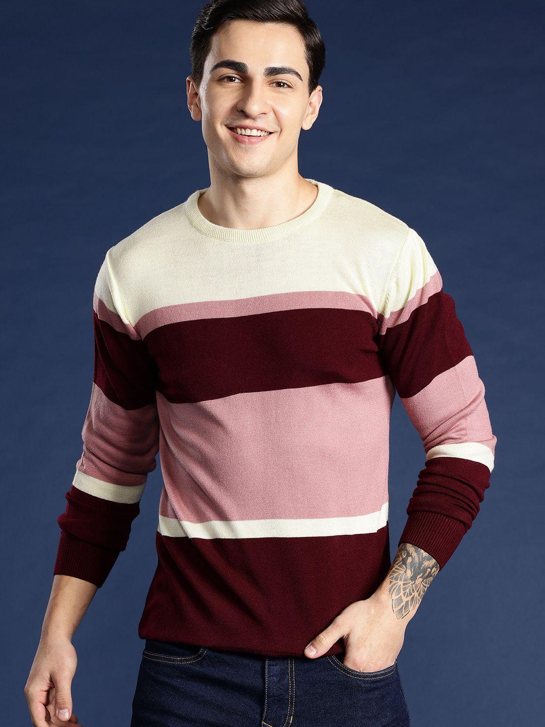 mast & harbour men striped acrylic pullover