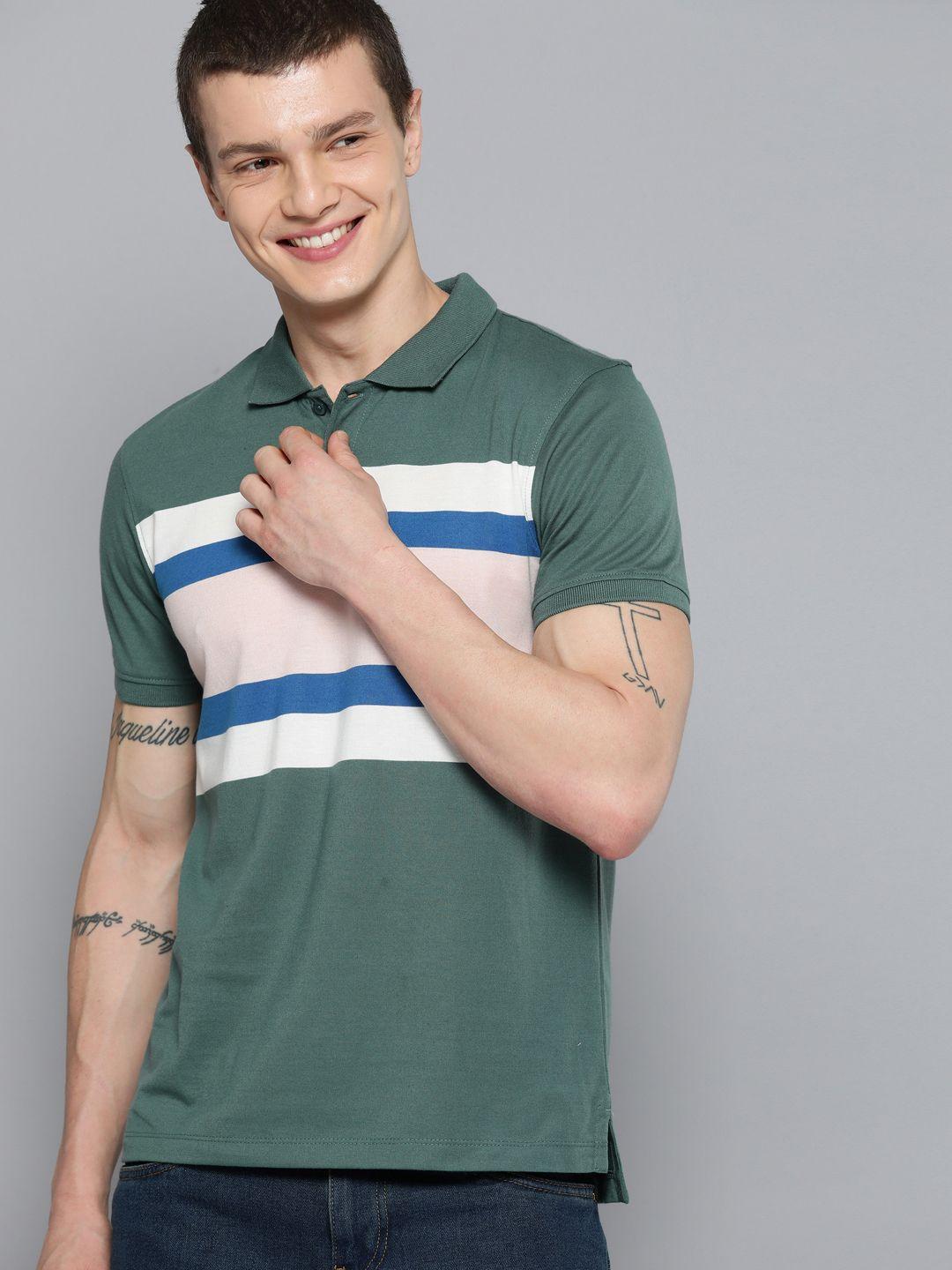 mast & harbour men striped polo collar t-shirt