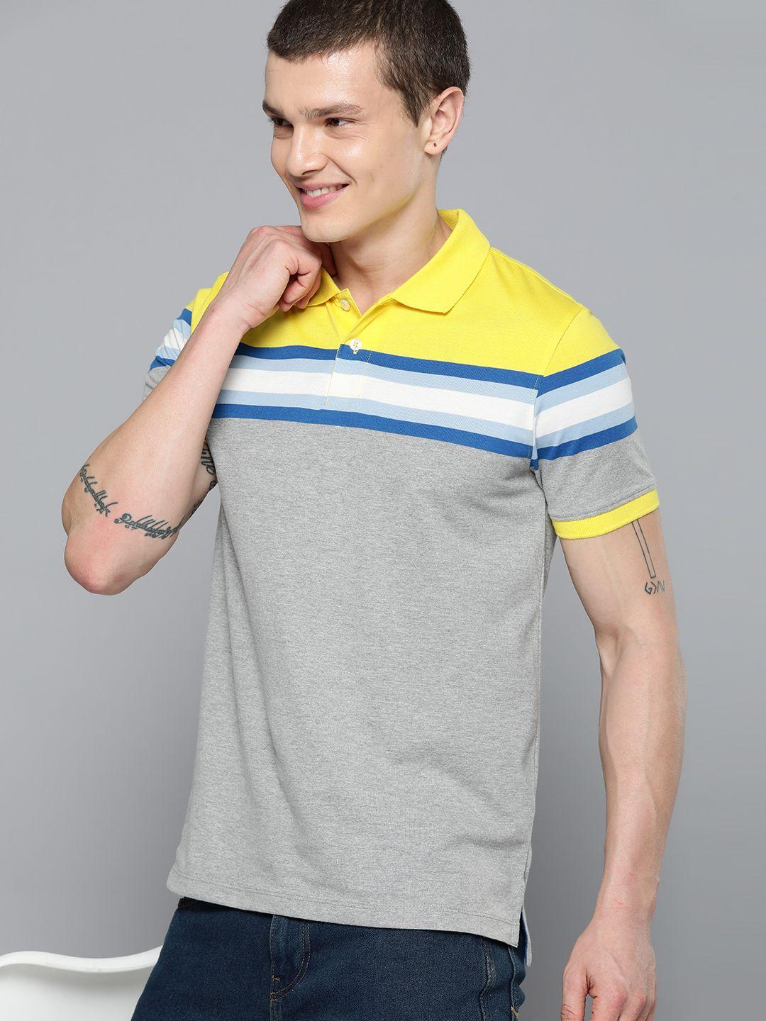 mast & harbour men striped polo collar t-shirt