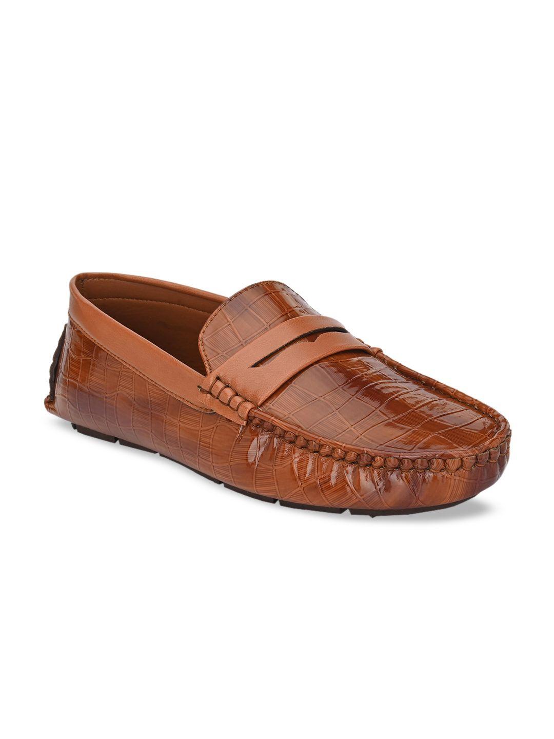 mast & harbour men tan brown textured driving shoes