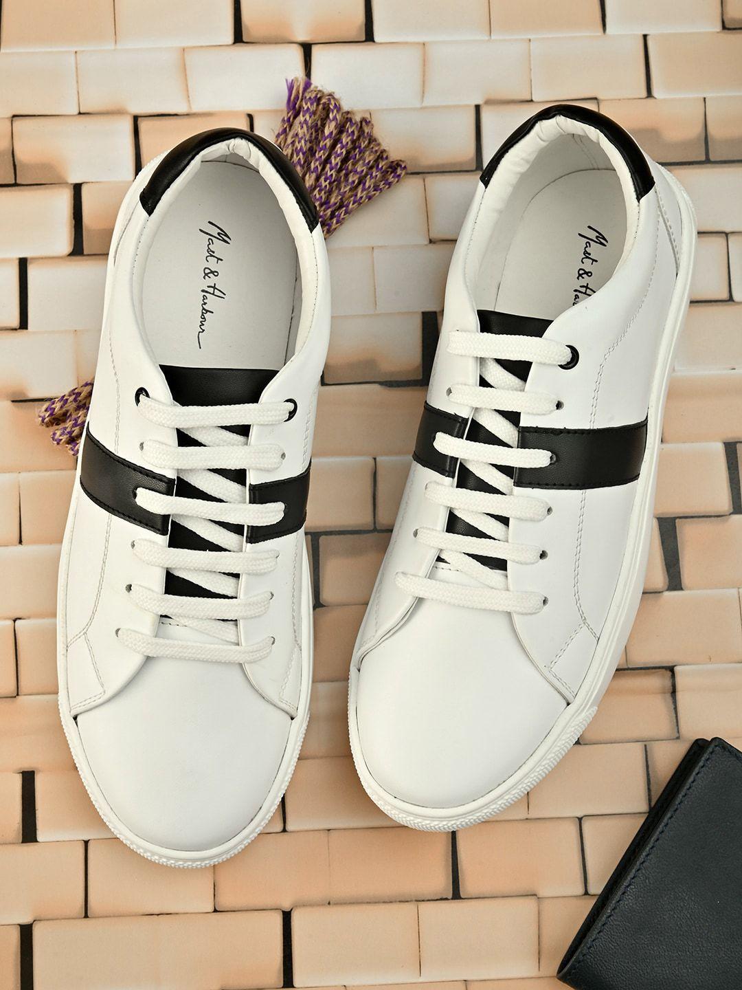 mast & harbour men white & black colourblocked sneakers