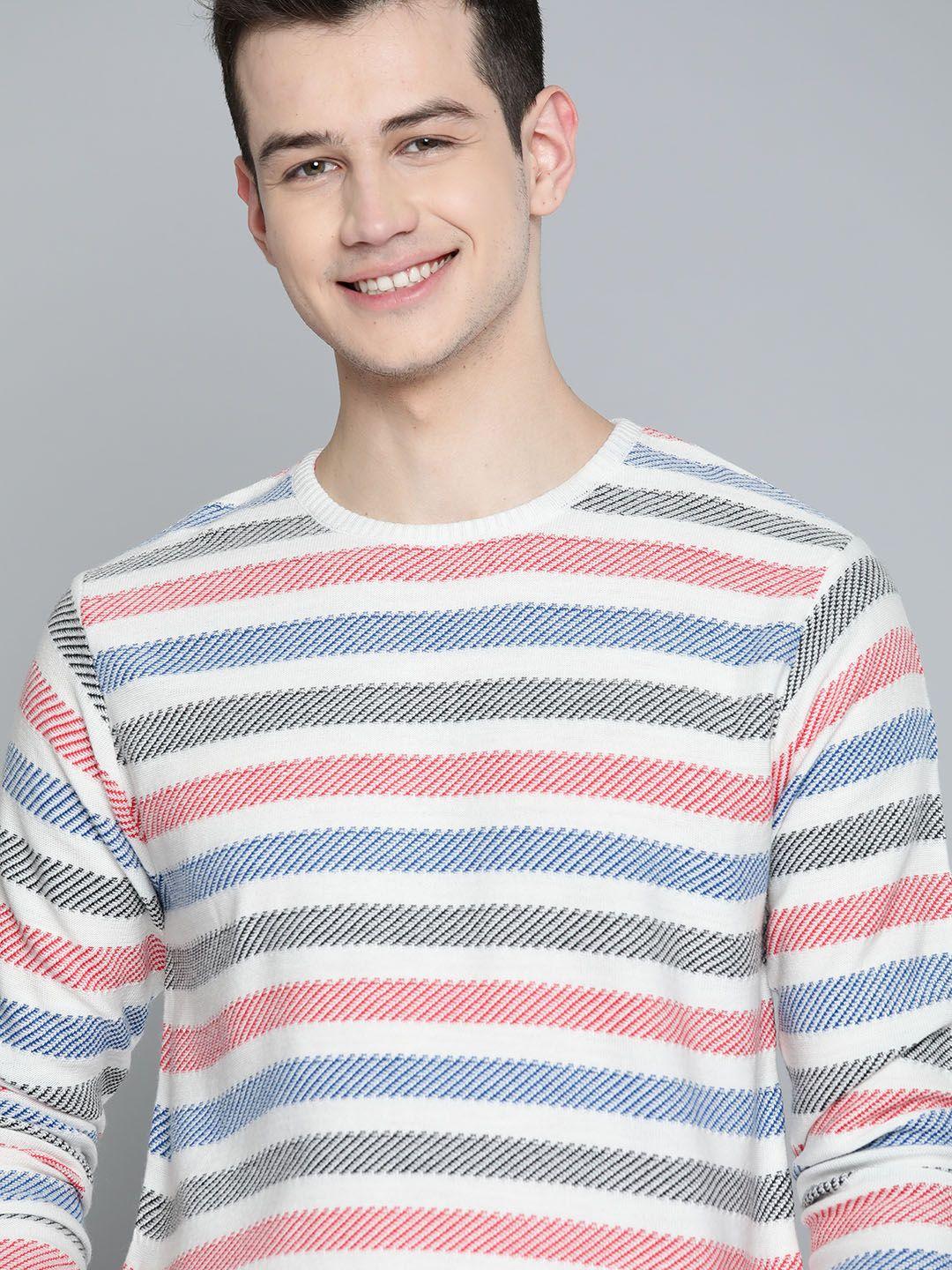 mast & harbour men white & pink striped pullover