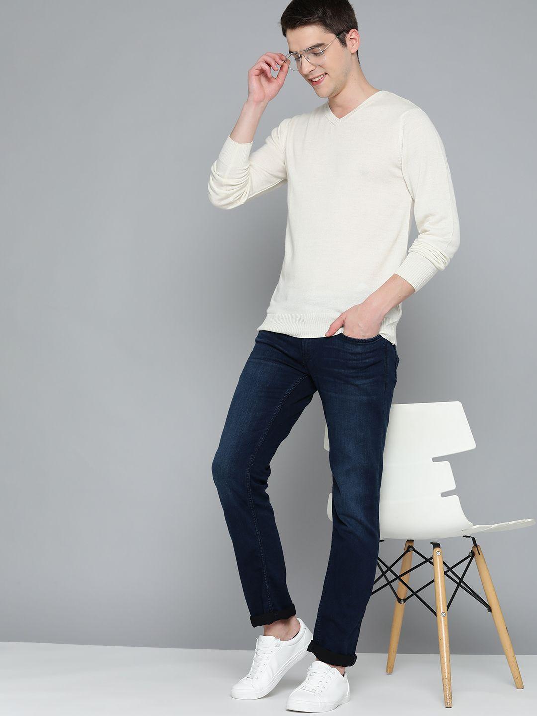 mast & harbour men white solid acro wool pullover