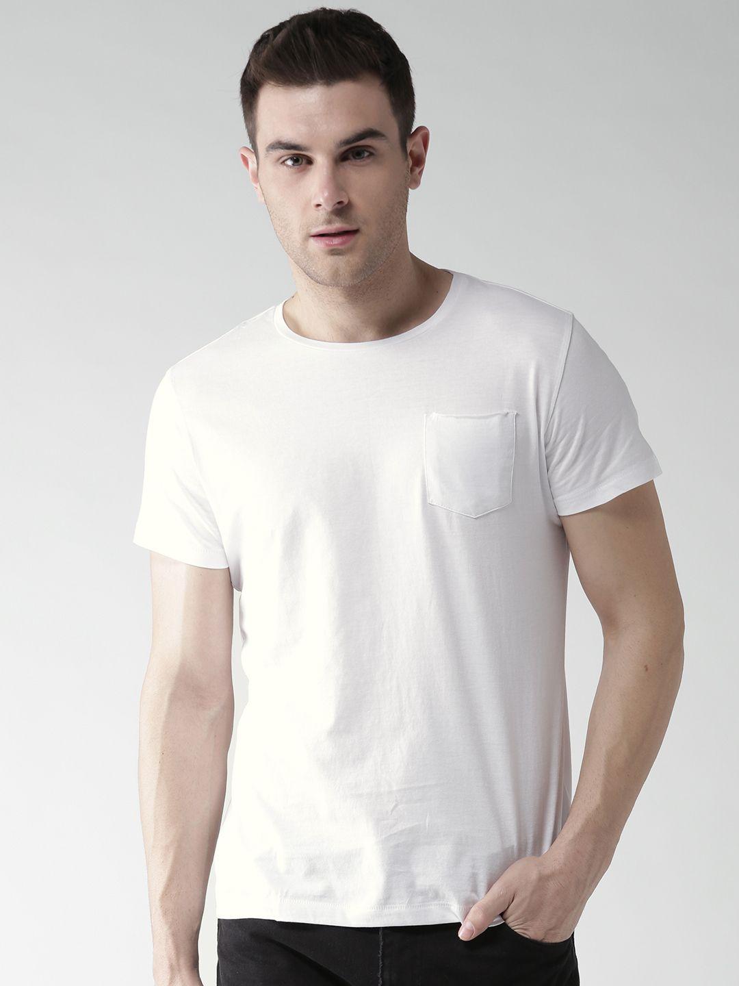 mast & harbour men white solid round neck t-shirt