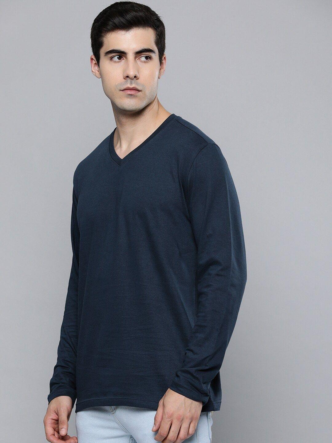 mast & harbour navy blue v-neck cotton t-shirt