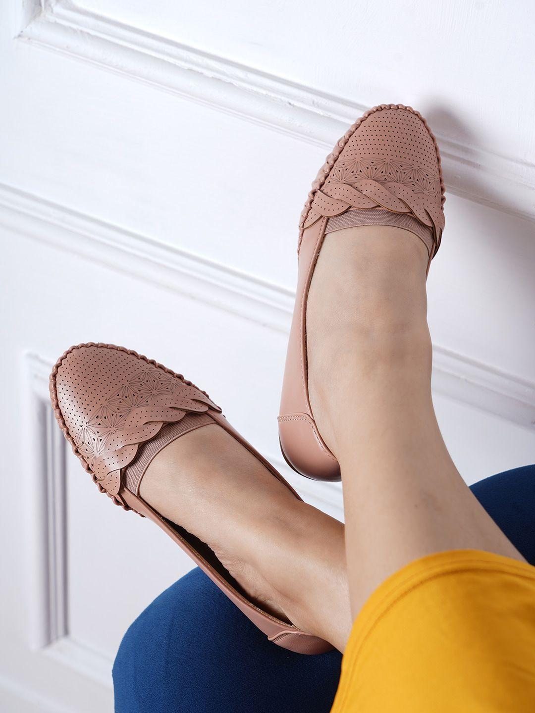 mast & harbour nude-coloured textured ballerinas