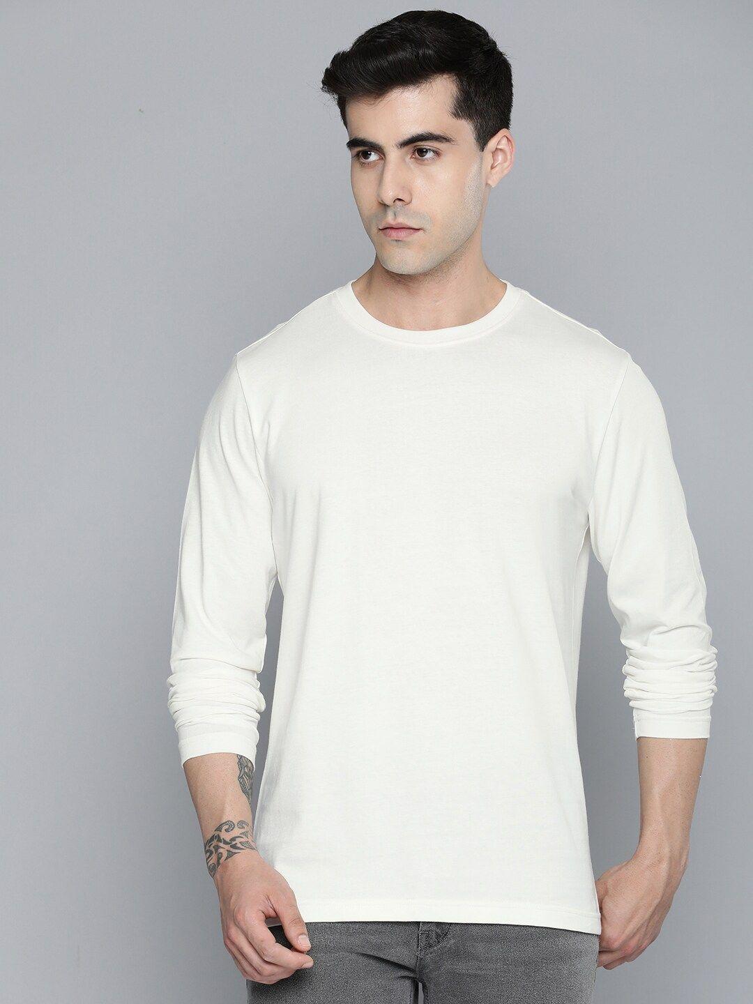 mast & harbour off white round neck cotton t-shirt