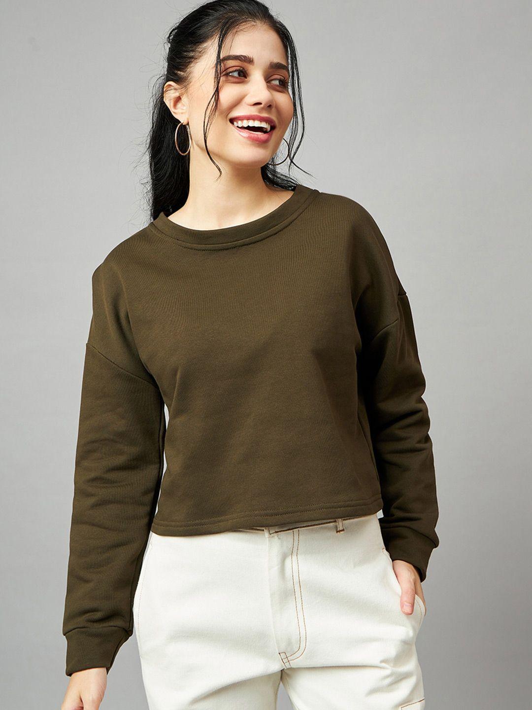 mast & harbour olive green long sleeves cotton pullover