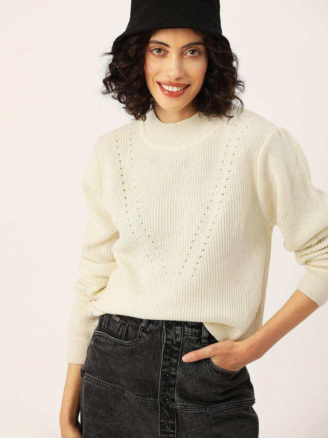 mast & harbour open knit acrylic pullover