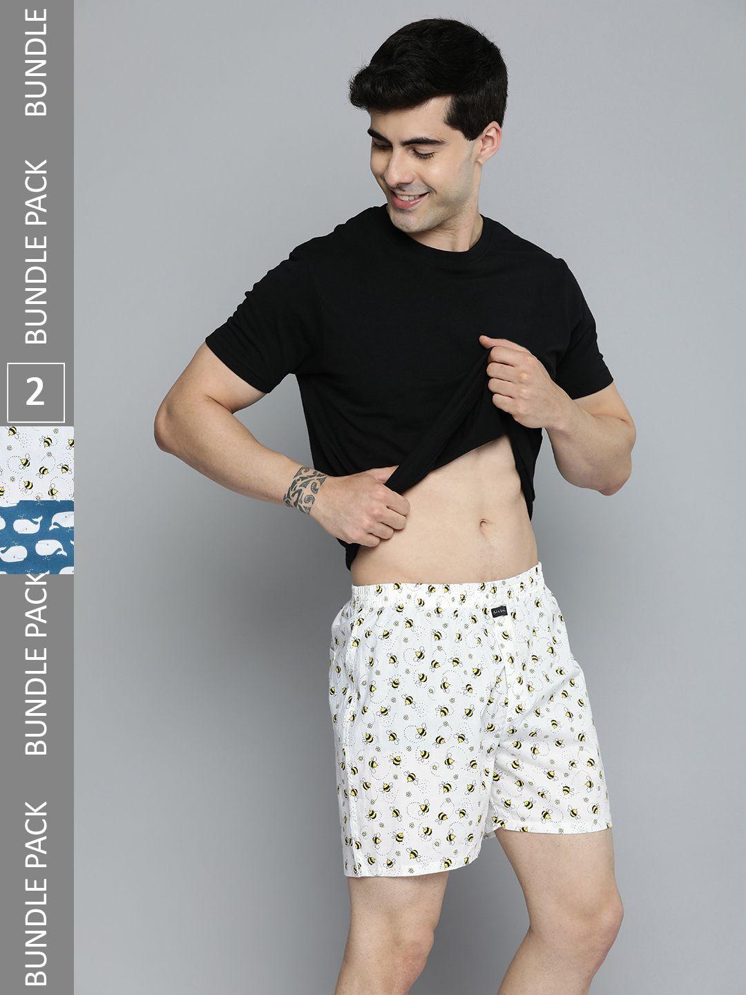 mast & harbour pack of 2 assorted printed pure cotton boxers