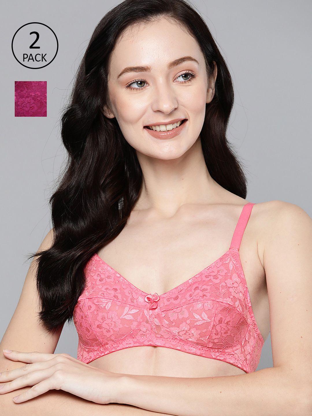 mast & harbour pack of 2 pink & magenta floral everyday bra