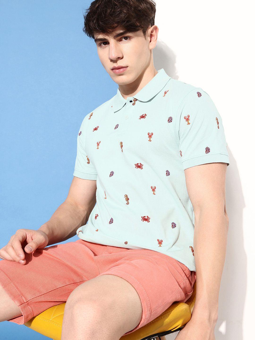 mast & harbour pastel pink nautical printed resort fantasy pure cotton polo t-shirt