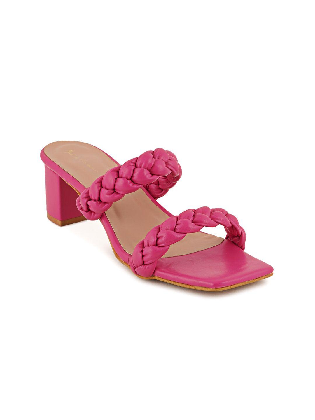 mast & harbour pink braided strap block heels