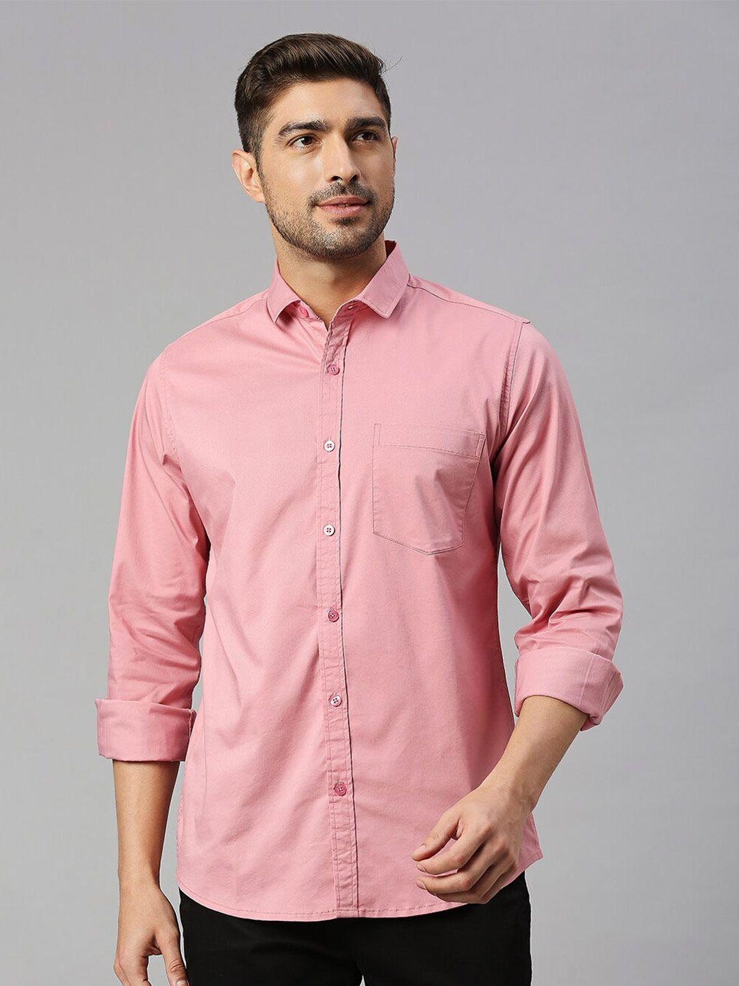 mast & harbour pink spread collar slim fit casual shirt