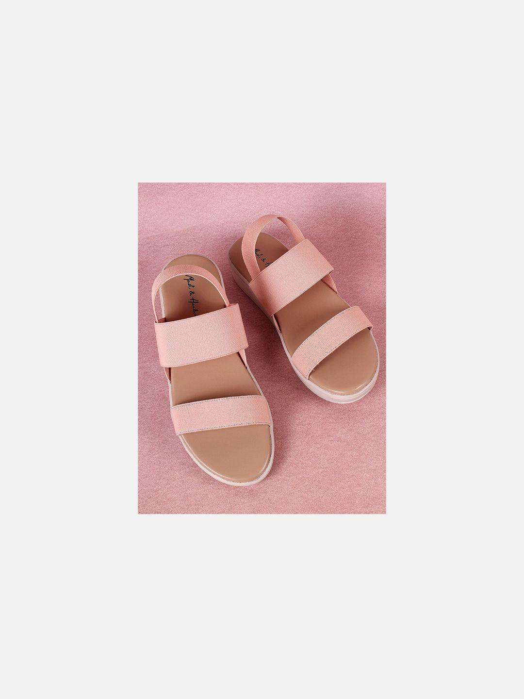 mast & harbour pink textured open toe flats