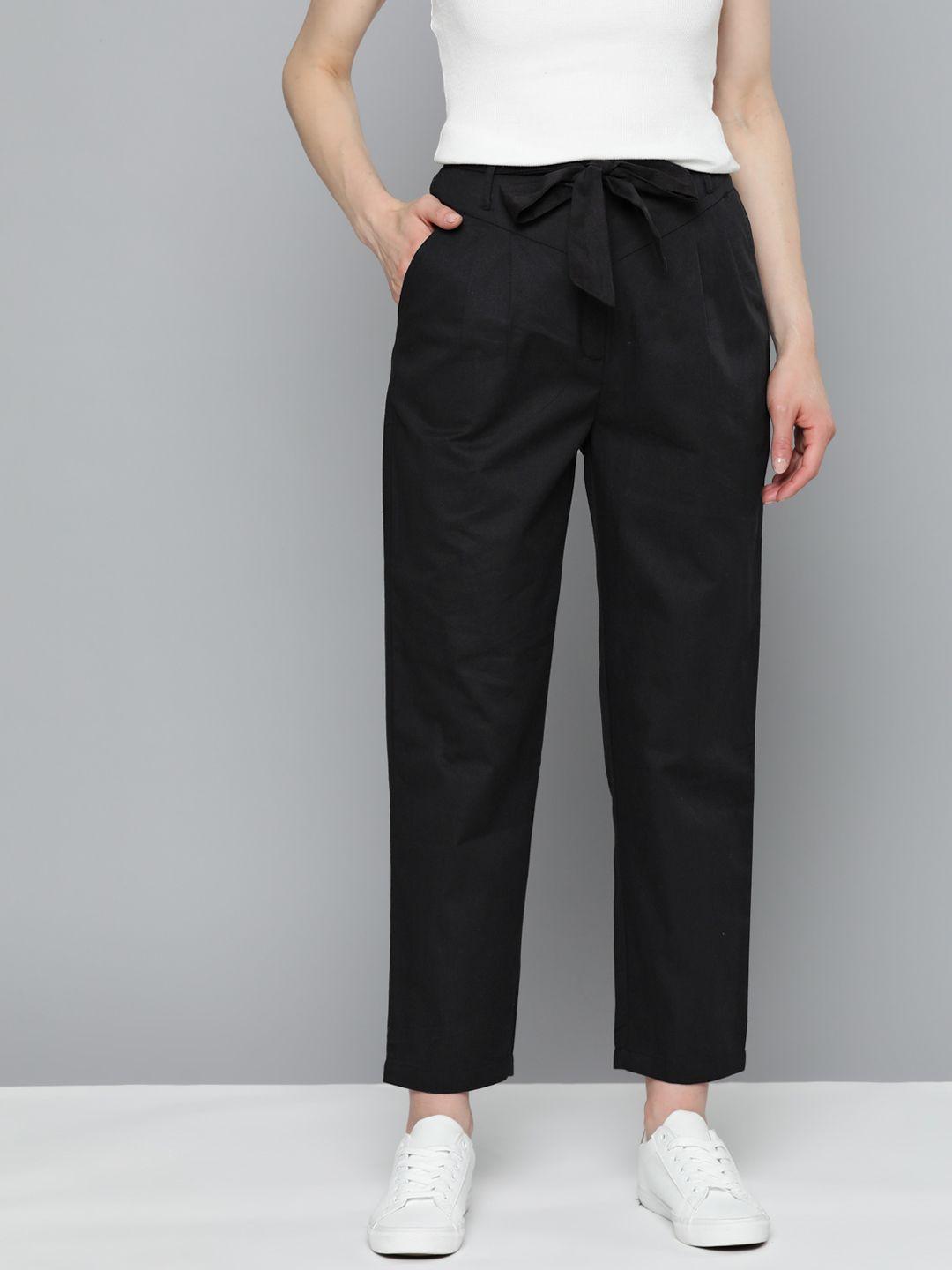 mast & harbour pleated cropped trousers with detachable belt