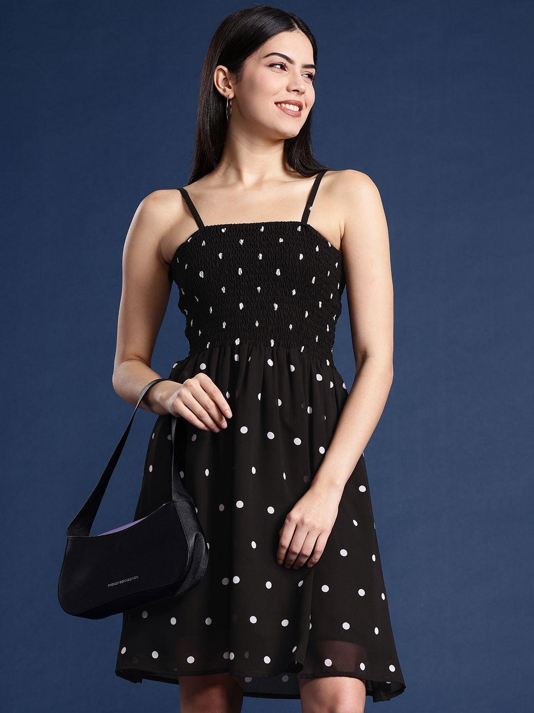 mast & harbour polka dot print georgette a-line dress