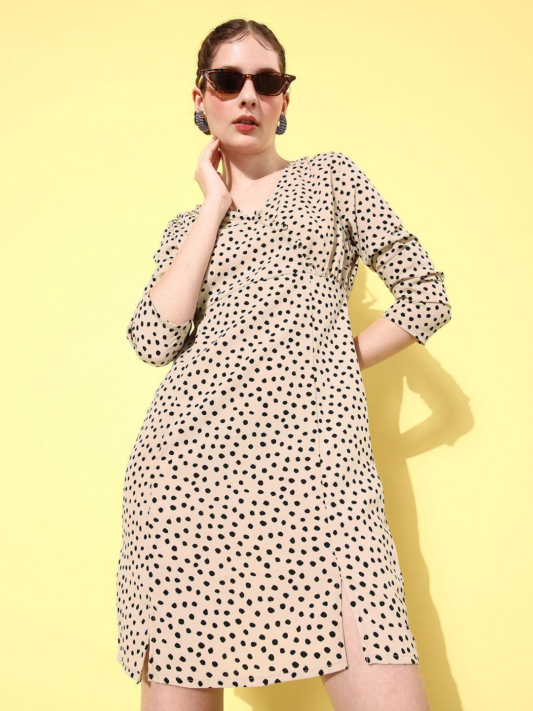 mast & harbour polka dot printed a-line dress
