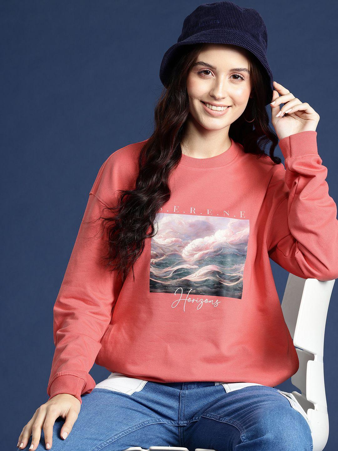 mast & harbour printed drop-shoulder sleeves sweatshirt