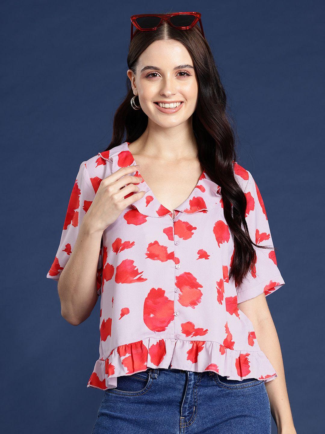 mast & harbour printed ruffled top