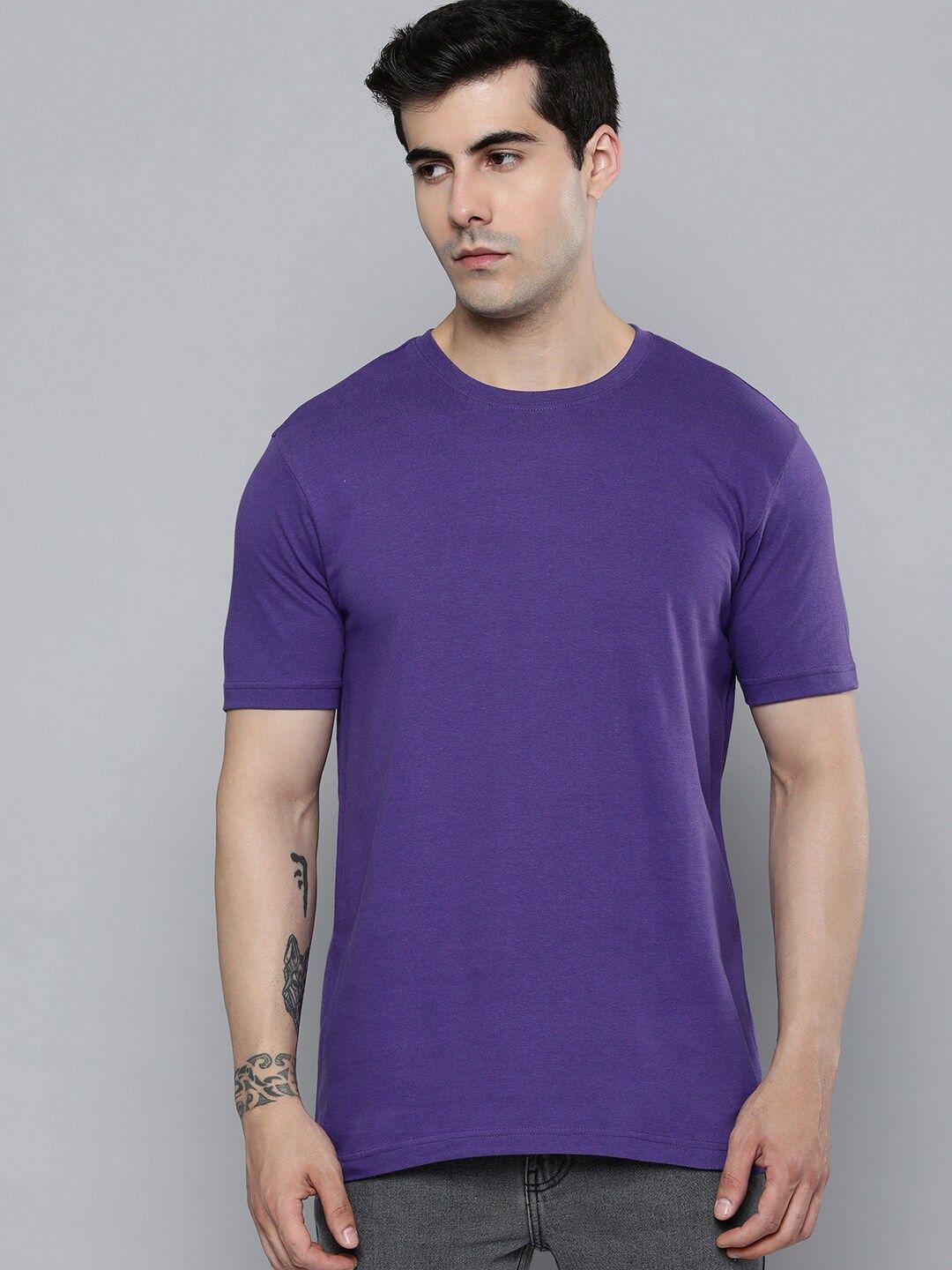 mast & harbour purple round neck cotton t-shirt