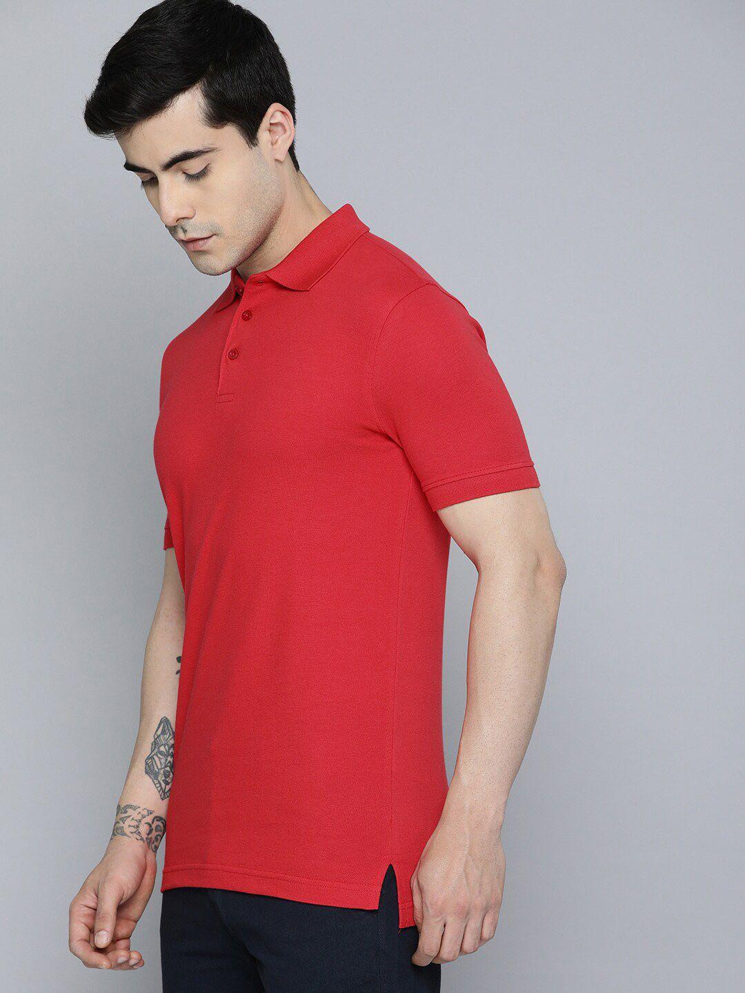mast & harbour red polo collar regular fit cotton t-shirt