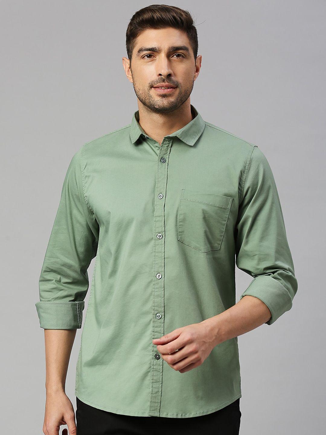 mast & harbour sea green spread collar slim fit casual shirt