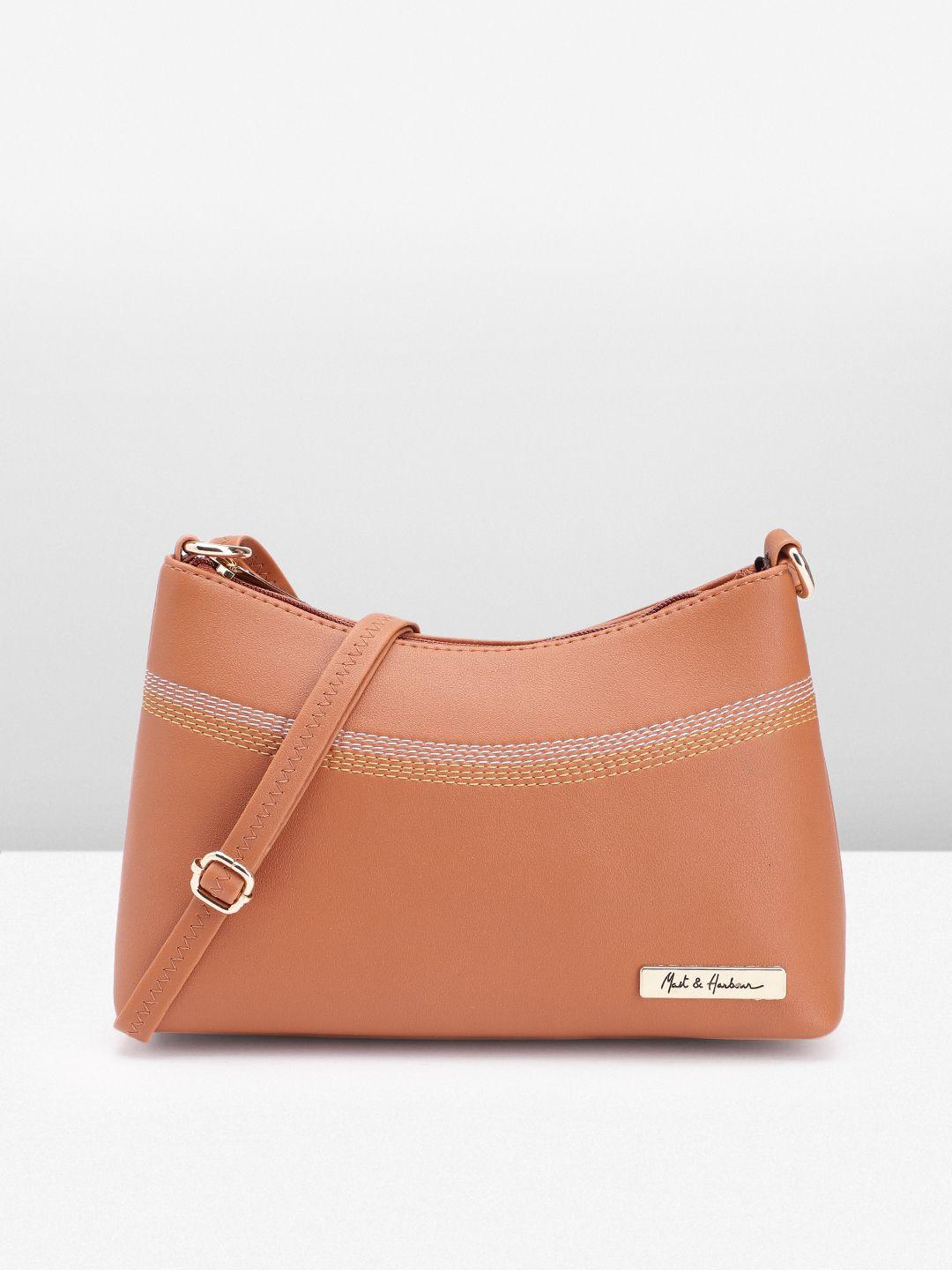 mast & harbour solid pu structured sling bag with minimal thread work detail