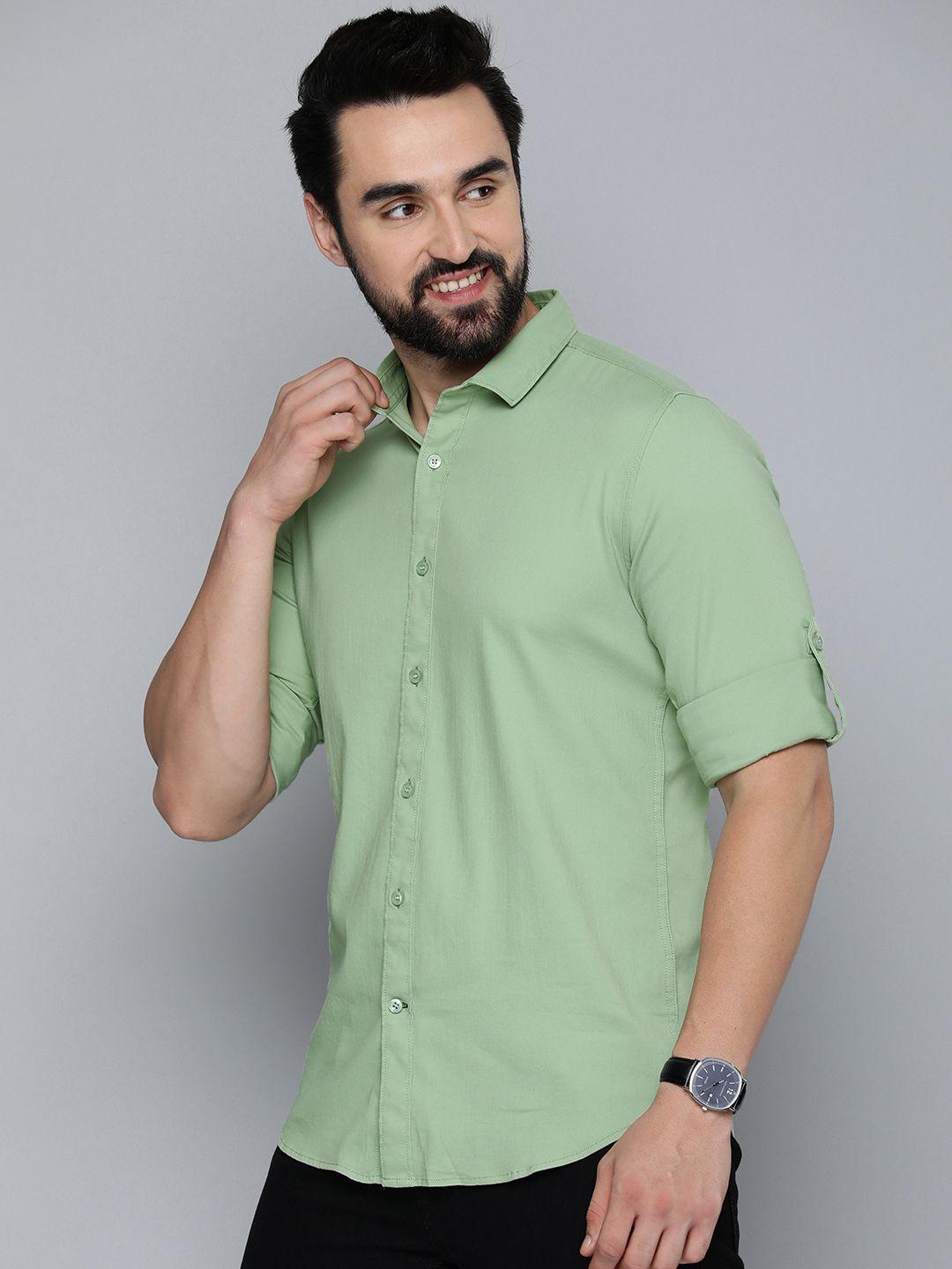 mast & harbour solid regular fit roll-up sleeves casual shirt