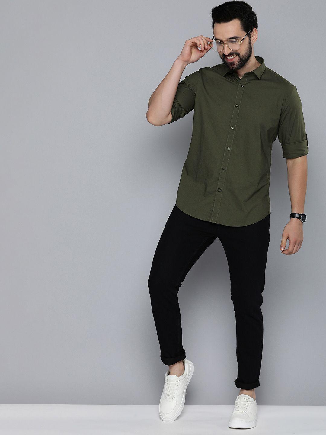 mast & harbour solid regular fit roll-up sleeves casual shirt