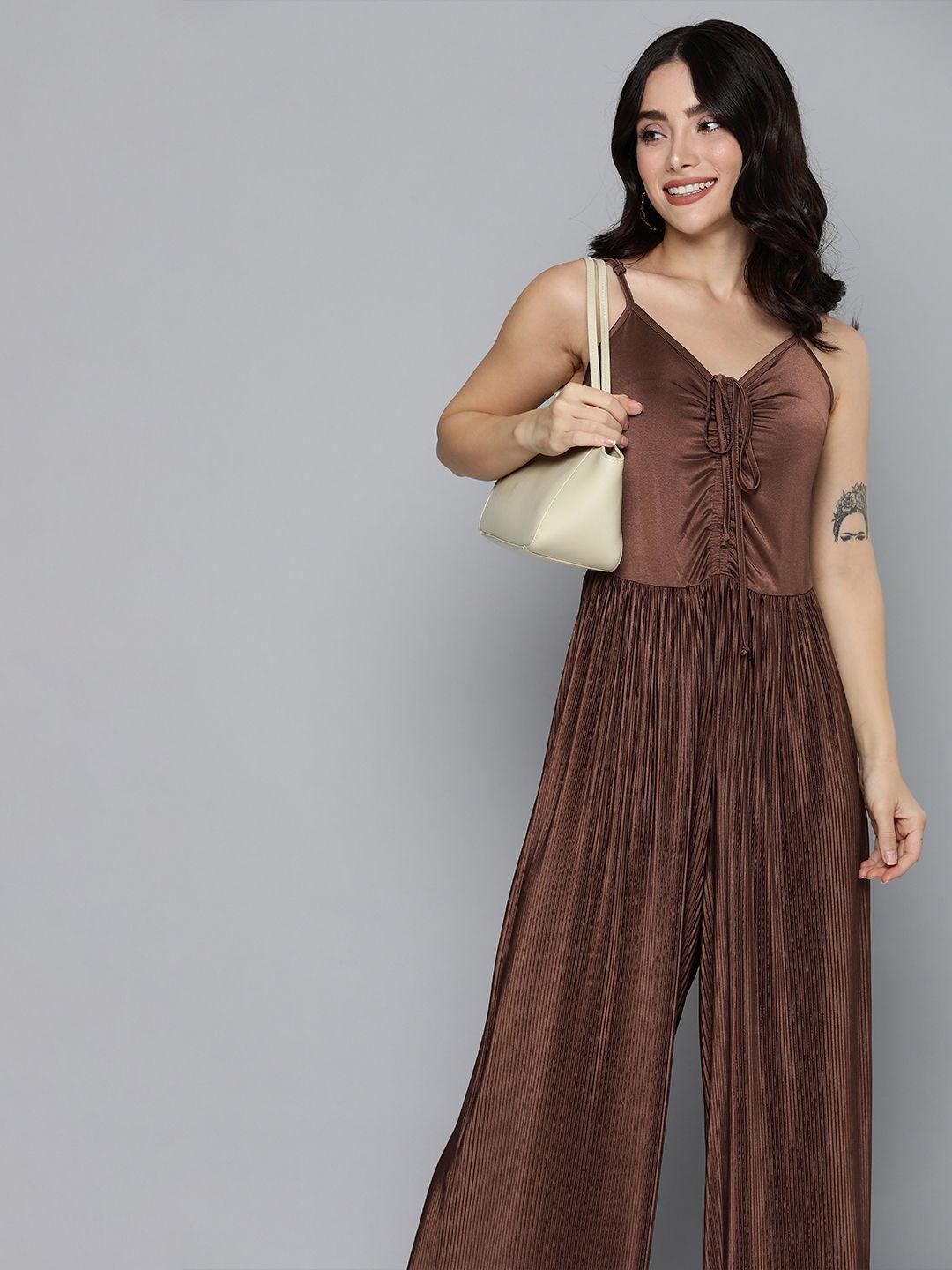 mast & harbour solid v-neck sleeveless basic party jumpsuit