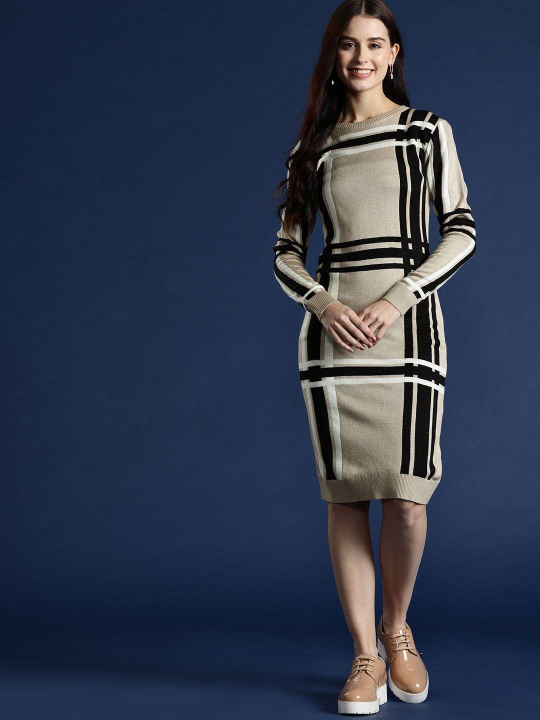 mast & harbour striped acrylic sweater dress