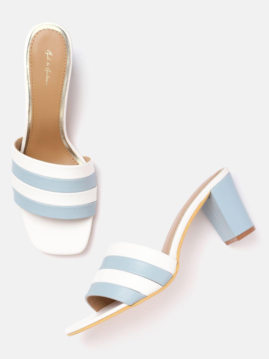 mast & harbour striped block heel sandals