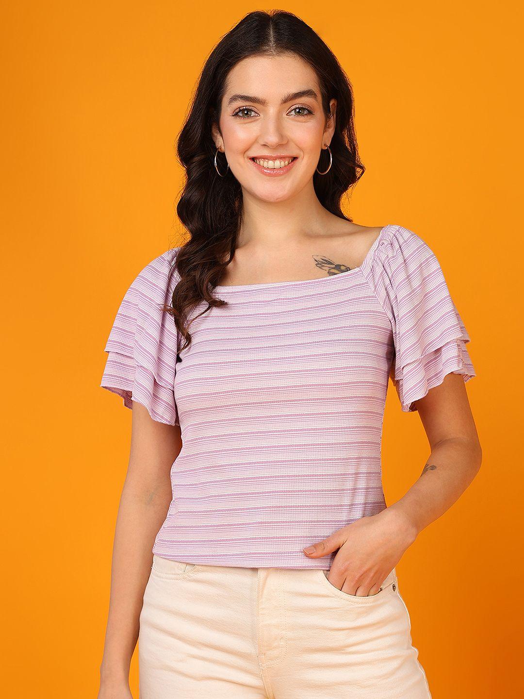 mast & harbour striped flared sleeve cotton top