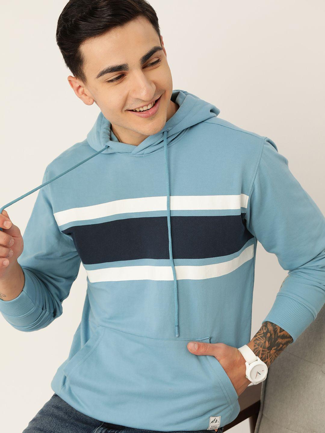 mast & harbour striped hooded sweatshirt