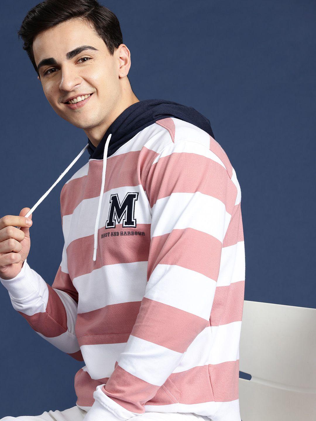 mast & harbour striped hooded sweatshirt